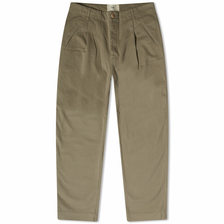 Photo: Folk Men's Twill Assembly Pant in Olive Brushed Twill