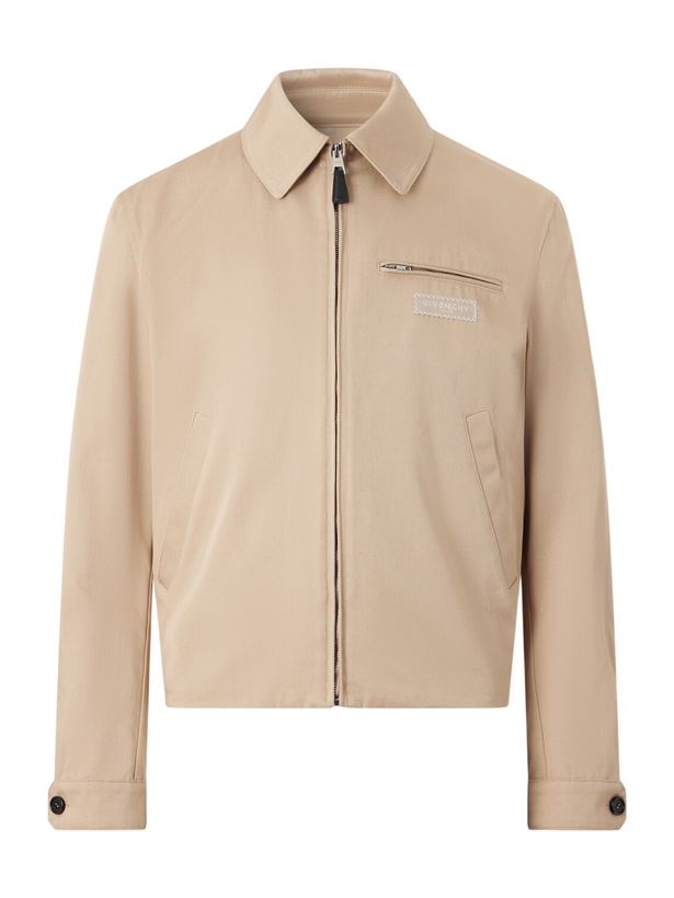 Photo: Givenchy - Harrington Logo-Appliquéd Cotton-Twill Jacket - Neutrals