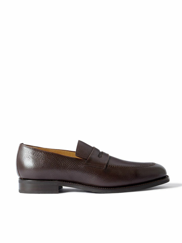 Photo: Majordome - M08 Cross-Grain Leather Penny Loafers - Brown