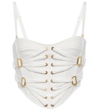 Dion Lee Lace-up cotton-blend cropped top
