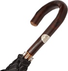 Francesco Maglia - Pinstriped Chestnut Wood-Handle Umbrella - Black