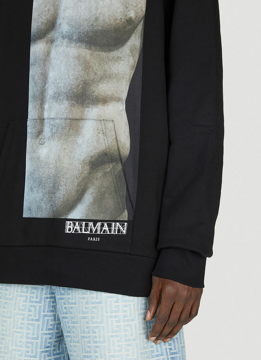 Balmain Statue Print Hooded Sweatshirt