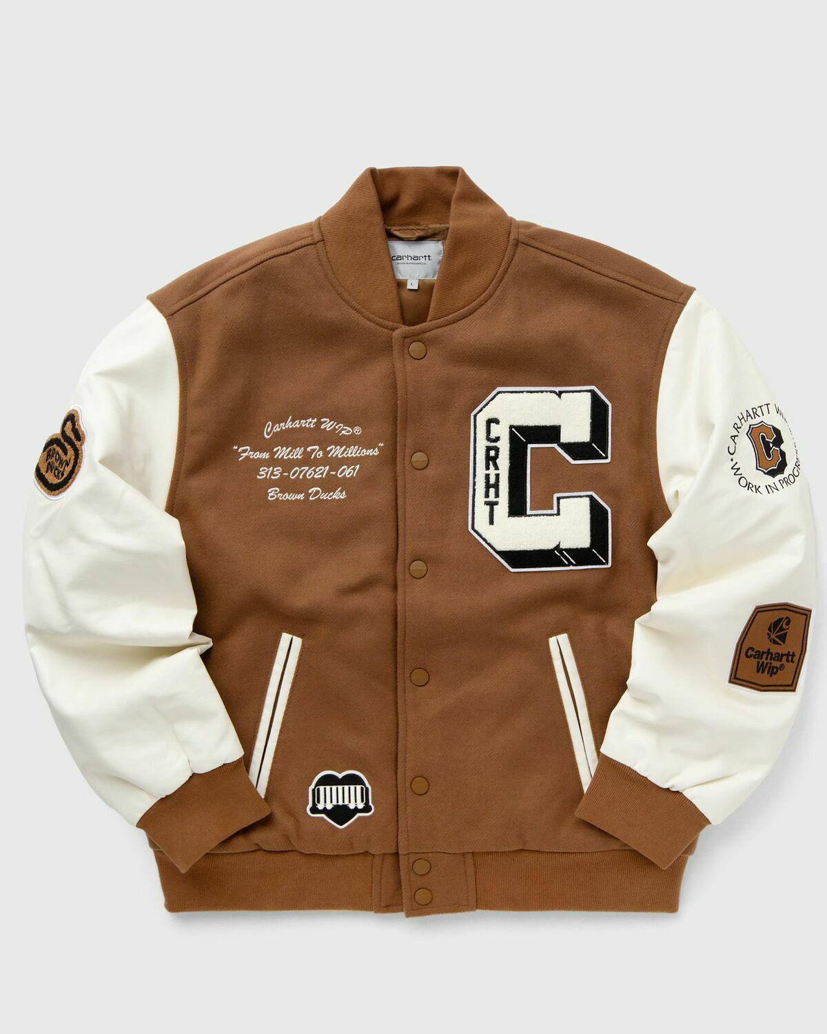 世界の Wip Carhartt Brown Jackets Bomber Brown/White Bomber Ducks ジャケット・アウター