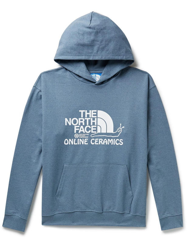 Photo: The North Face - Online Ceramics Printed Slub Cotton-Blend Jersey Hoodie - Blue