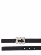 ROGER VIVIER - 1.5cm Crystal Buckle Satin Belt