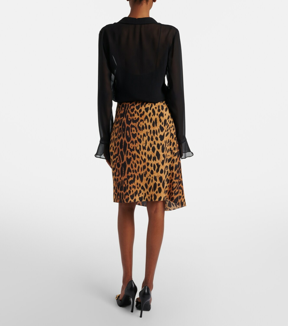 Gucci Leopard-print silk midi skirt