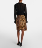 Gucci Leopard-print silk midi skirt