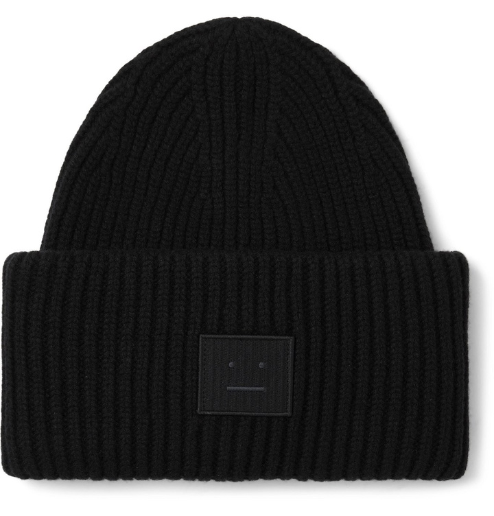 Photo: ACNE STUDIOS - Logo-Appliquéd Ribbed Wool Beanie - Black