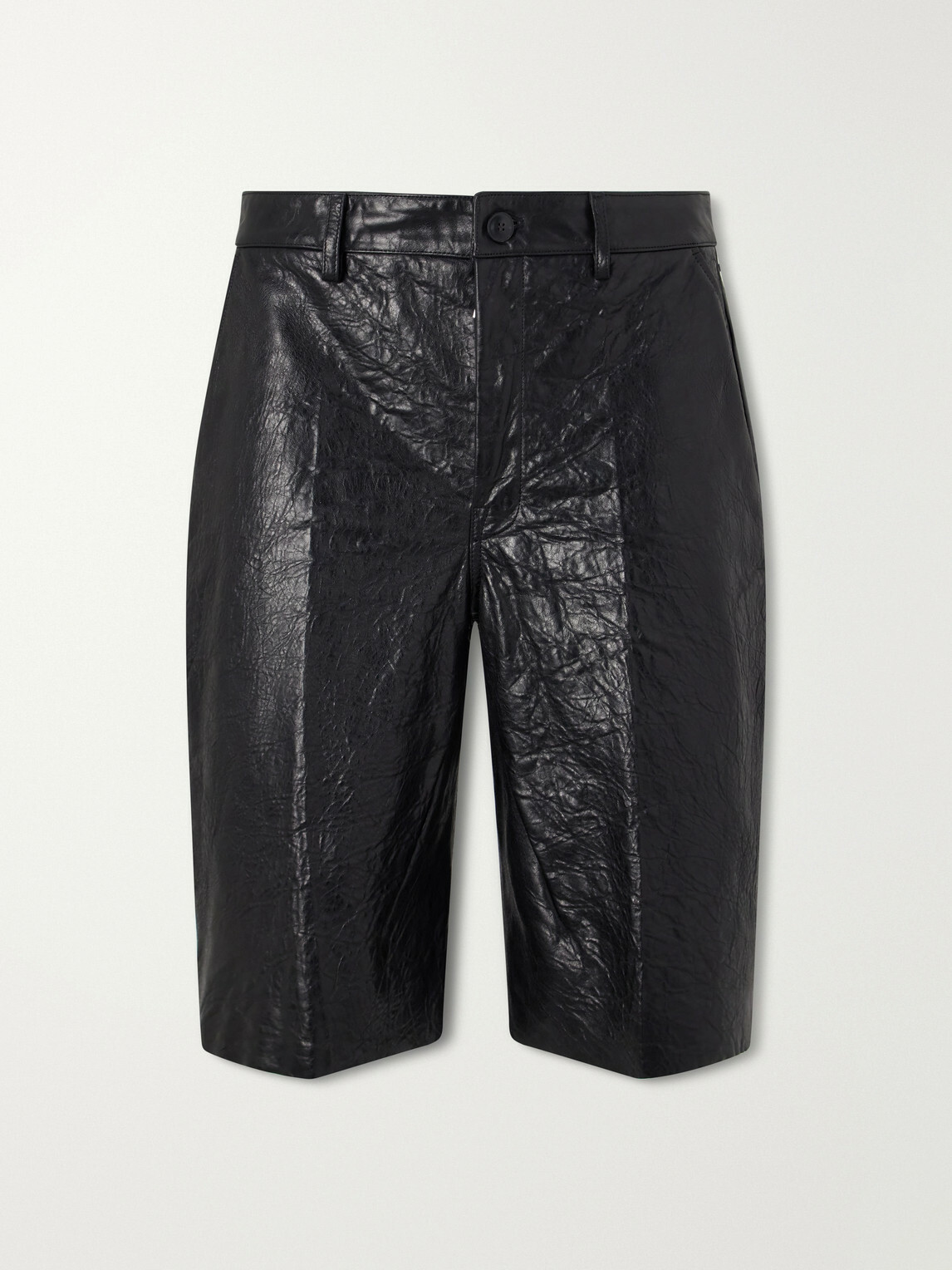 Rick Owens - Straight-Leg Full-Grain Leather Shorts - Black