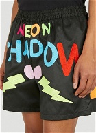 Neon Shadow Embroidered Shorts in Black
