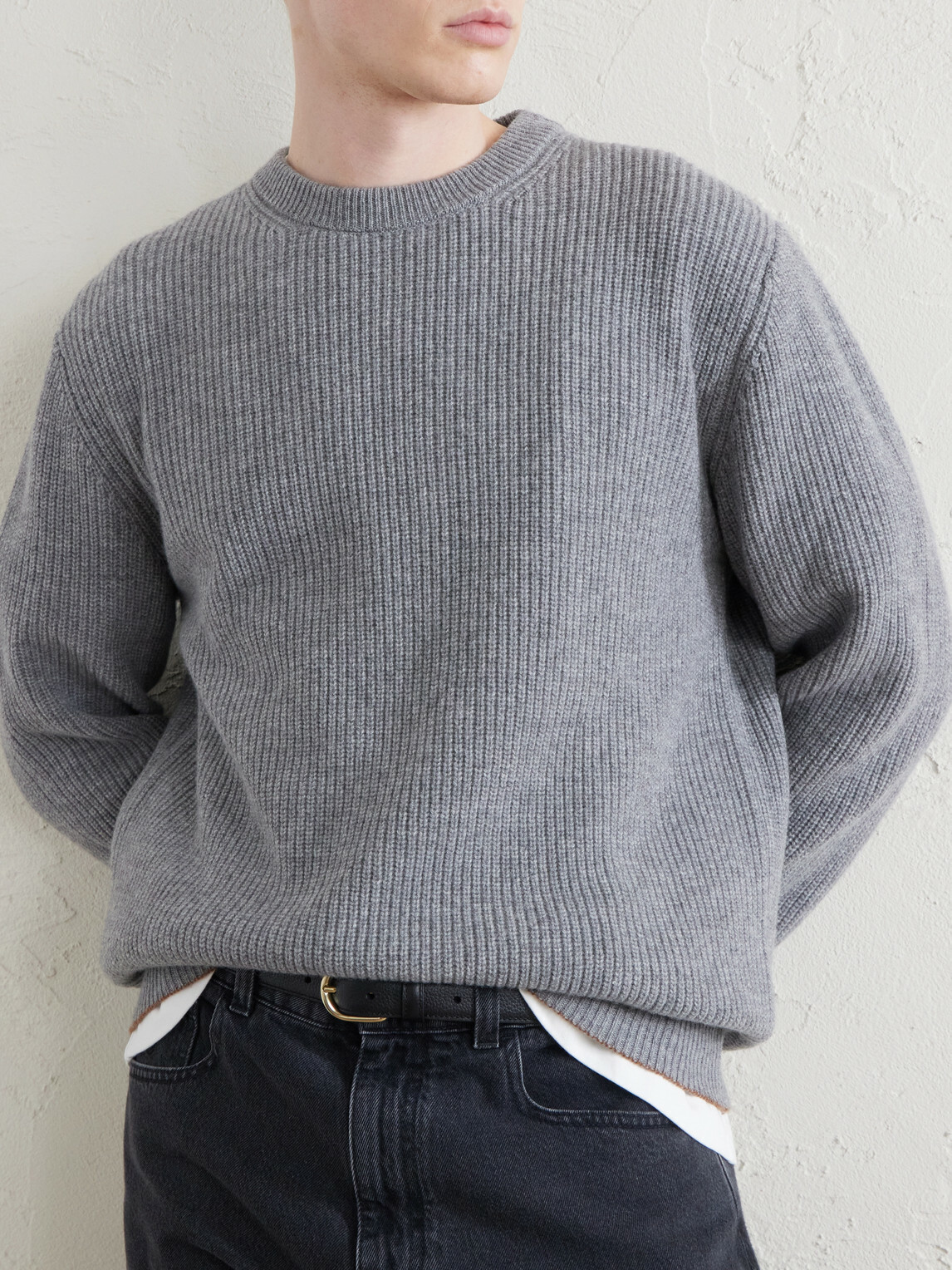 Canali - Ribbed Wool and Cashmere-Blend Sweater - Gray