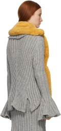 Kiko Kostadinov Grey & Yellow Consuelo Zip-Up Sweater