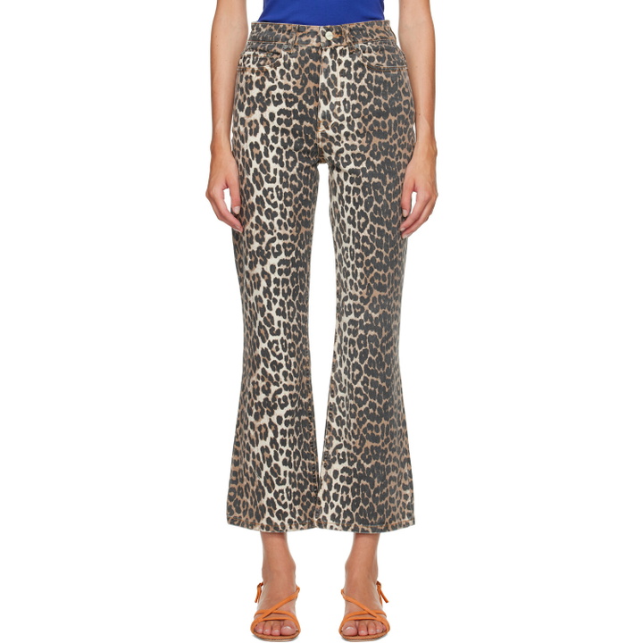 Photo: GANNI Beige Betzy Cropped Leopard Print Jeans