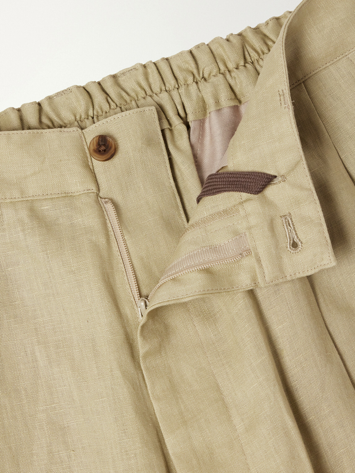 ssstein - Wide-Leg Pleated Linen Trousers - Neutrals
