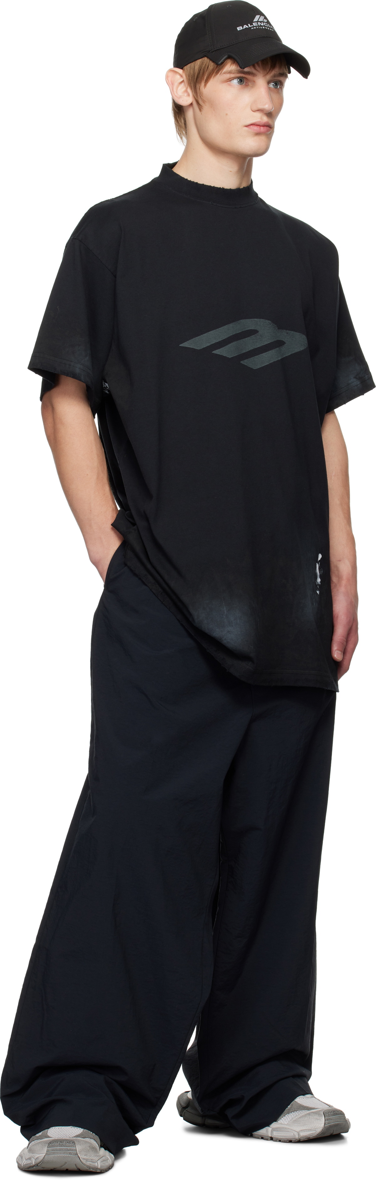 関税・送料込 BALENCIAGA VINTAGE JERSEY OVERSIZED Tシャツ Balenciaga Optical Print Oversized Jersey T-Shirt - Bergdorf