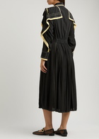 Lovebirds Contrast-trim Silk Crepe-de-chine Midi Dress Black