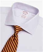 Brooks Brothers Men's Stretch Madison Relaxed-Fit Dress Shirt, Non-Iron Twill English Collar French Cuff Micro-Check | Lavender