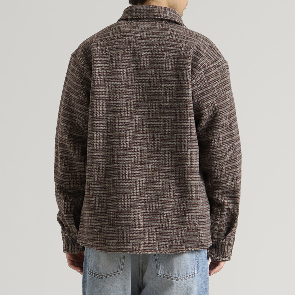 A.P.C. Men's Baptiste Graphic Wool Overshirt in Burgundy