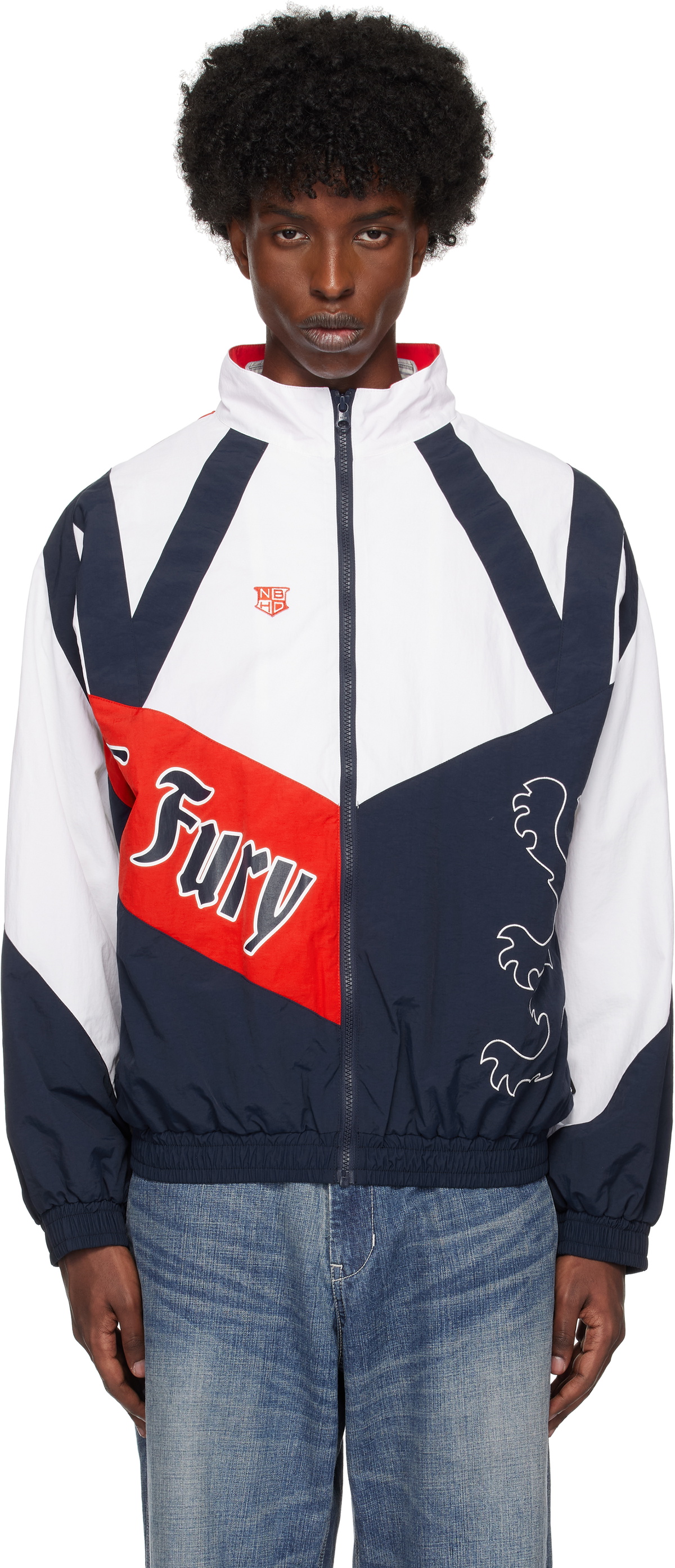 Lサイズ／NEIGHBORHOOD／ TRACK JACKET MOD Neighborhood White & Navy Mod Track Jacket Neighborhood