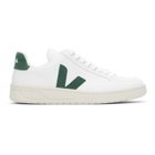 Veja White and Green V-12 Sneakers