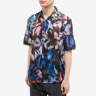 Dries Van Noten Men's All Over Print Short Sleeve Shirt in Blue