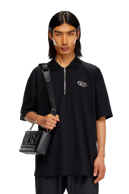 Photo: Diesel Polo shirt with half zip - Polos Mens in Black