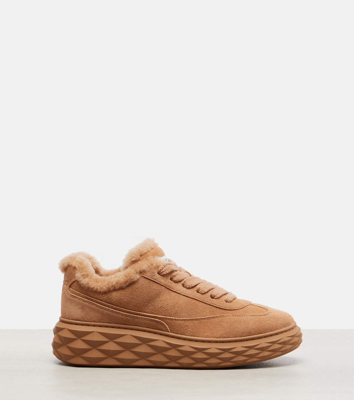 Jimmy Choo Diamond Maxi shearling-trimmed suede sneakers