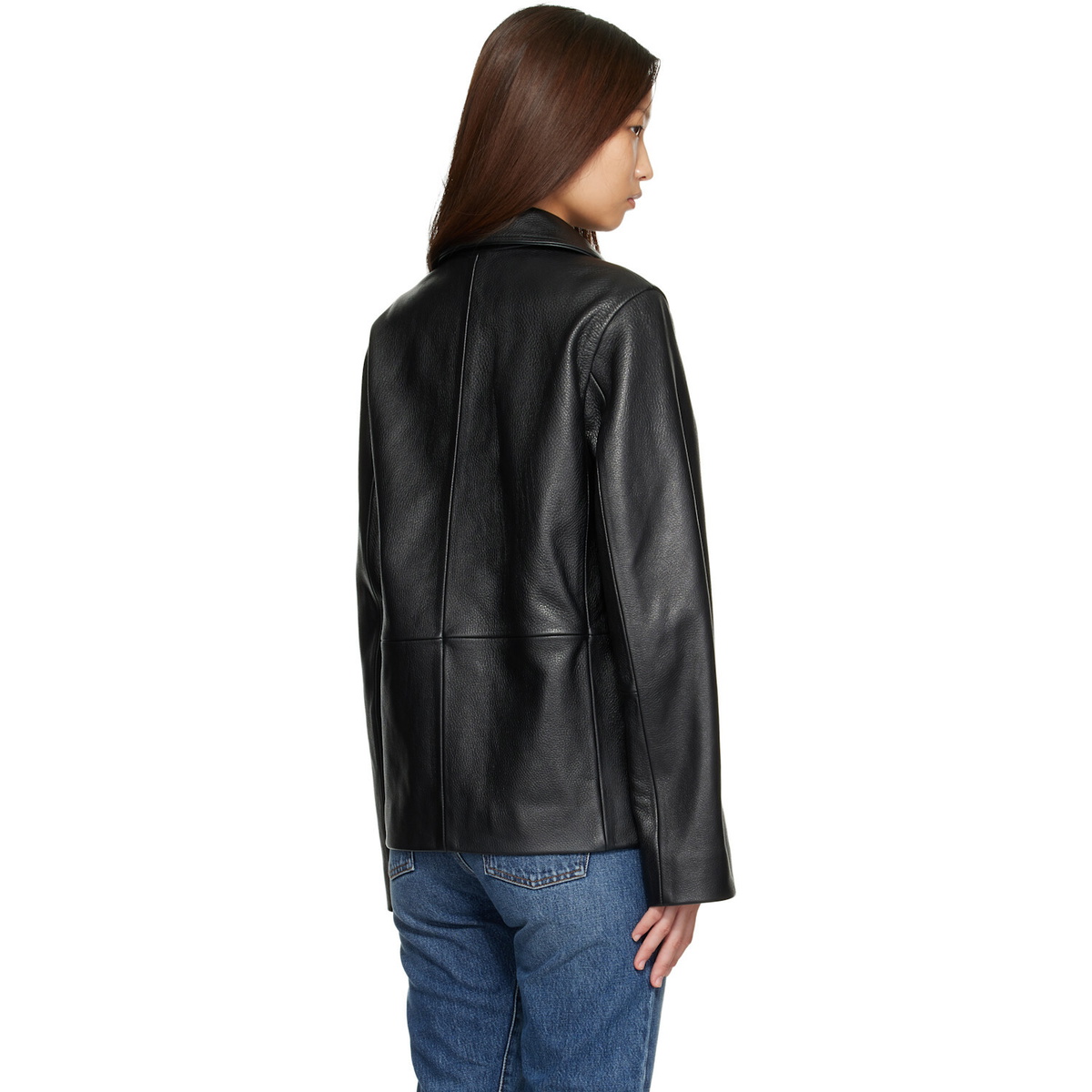 TOTEME Black Grained Leather Jacket