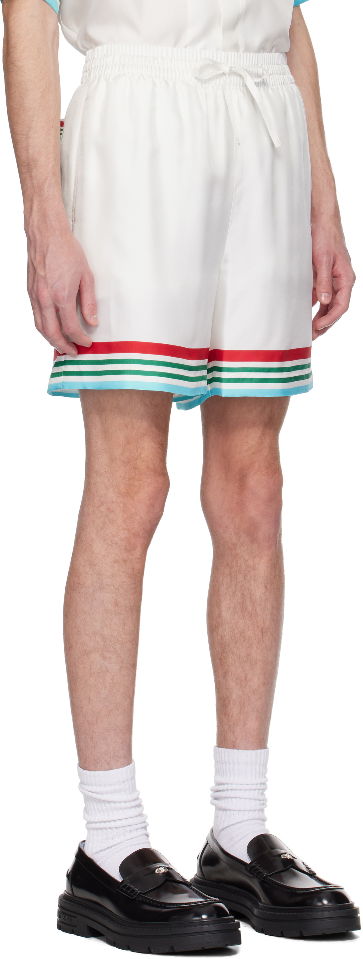 Casablanca White 'Casa Way' World Series Silk Shorts