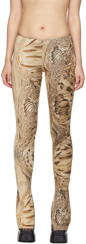 Photo: Blumarine Beige & Brown Snake Leggings