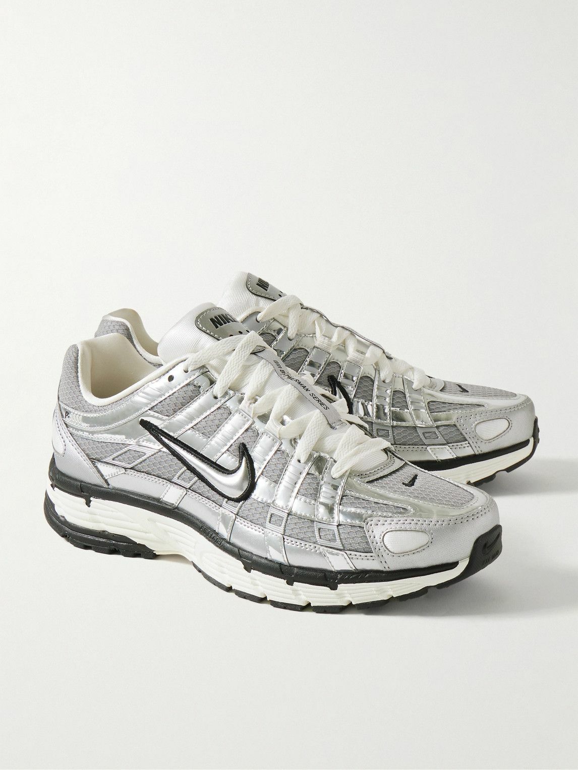 Nike - P-6000 PRM Metallic Leather and Mesh Sneakers - Gray Nike