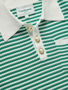 CASABLANCA - Striped Cotton Polo Shirt - Green - M
