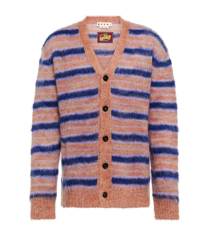 Photo: Marni - Striped brushed mohair-blend cardigan