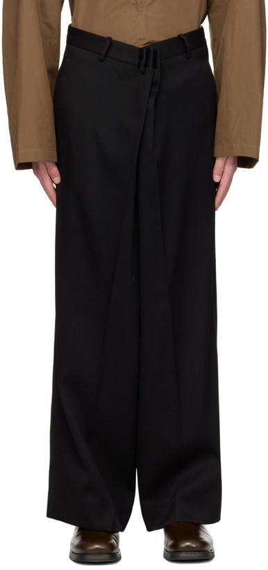 Photo: Hed Mayner Black Front Pleat Trousers