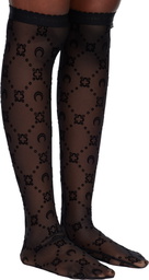 Marine Serre Black Moonogram Mesh Flock Long Socks