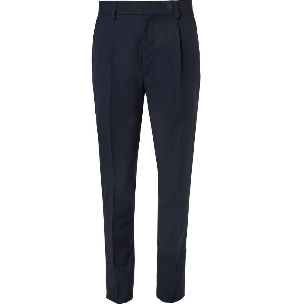 Wacko Maria - Slim-Fit Pleated Wool Trousers - Men - Navy Wacko Maria