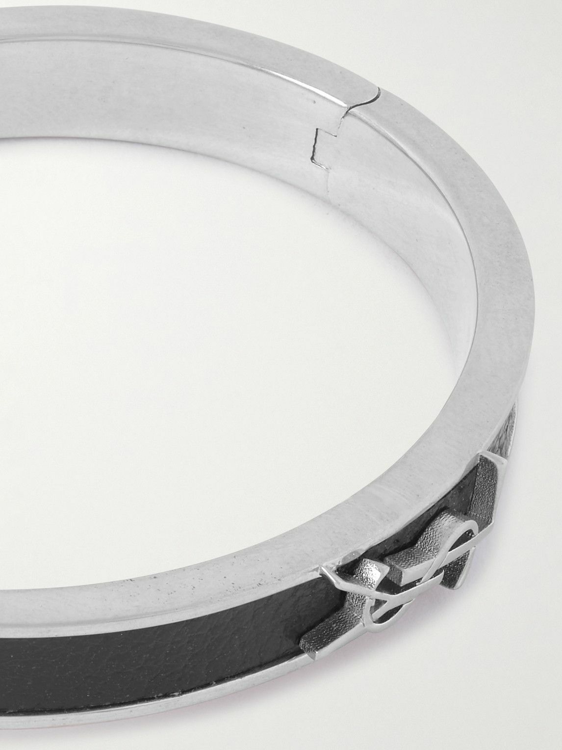 ブレスレット SAINT LAURENT  Bracelets Women Leather Black/Silver SAINT LAURENT - Silver-Tone and Leather Bracelet - Black