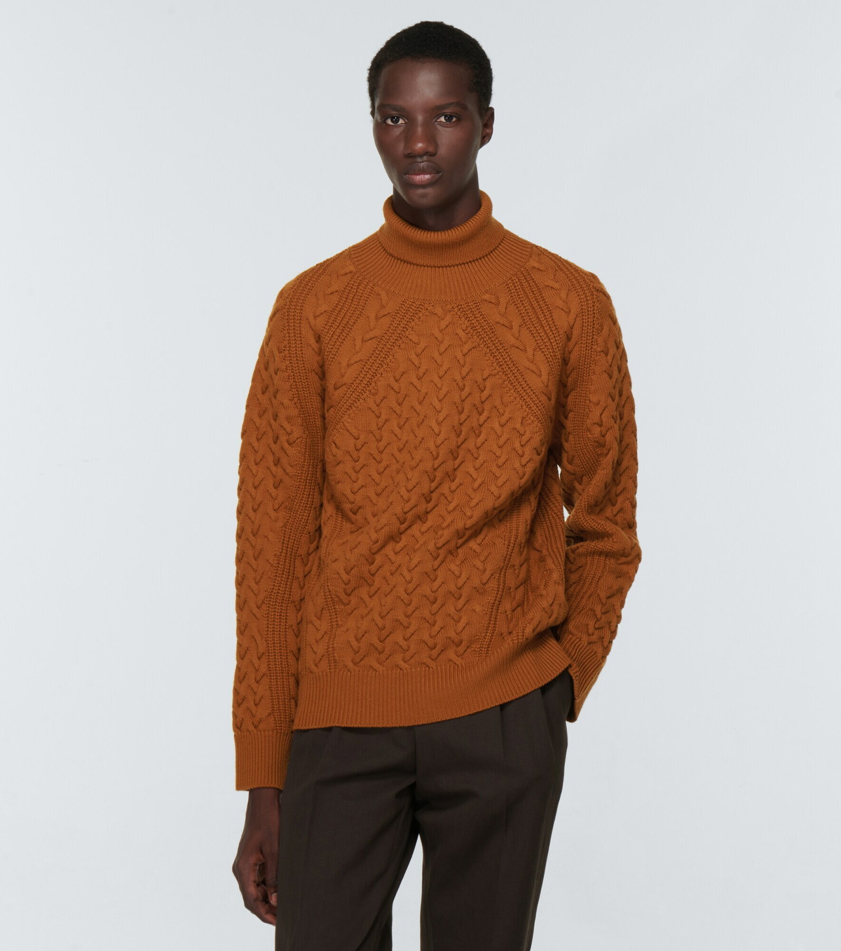 Zegna - Cable-knit turtleneck wool sweater Zegna