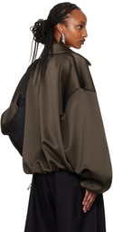 Fear of God ESSENTIALS Brown Satin Bomber Jacket