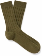 Johnstons of Elgin - Ribbed Cashmere-Blend Socks - Green