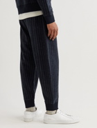Kingsman - Tapered Striped Brushed Wool-Jersey Sweatpants - Blue