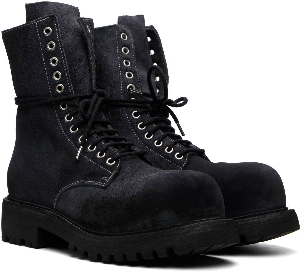 A DICIANNOVEVENTITRE Black Fiore Prisma Combat Boots