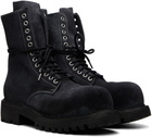A DICIANNOVEVENTITRE Black Fiore Prisma Combat Boots