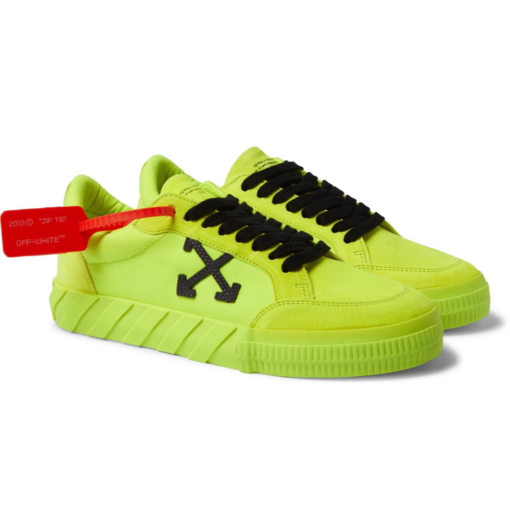 Photo: Off-White - Neon Canvas and Suede Sneakers - Yellow