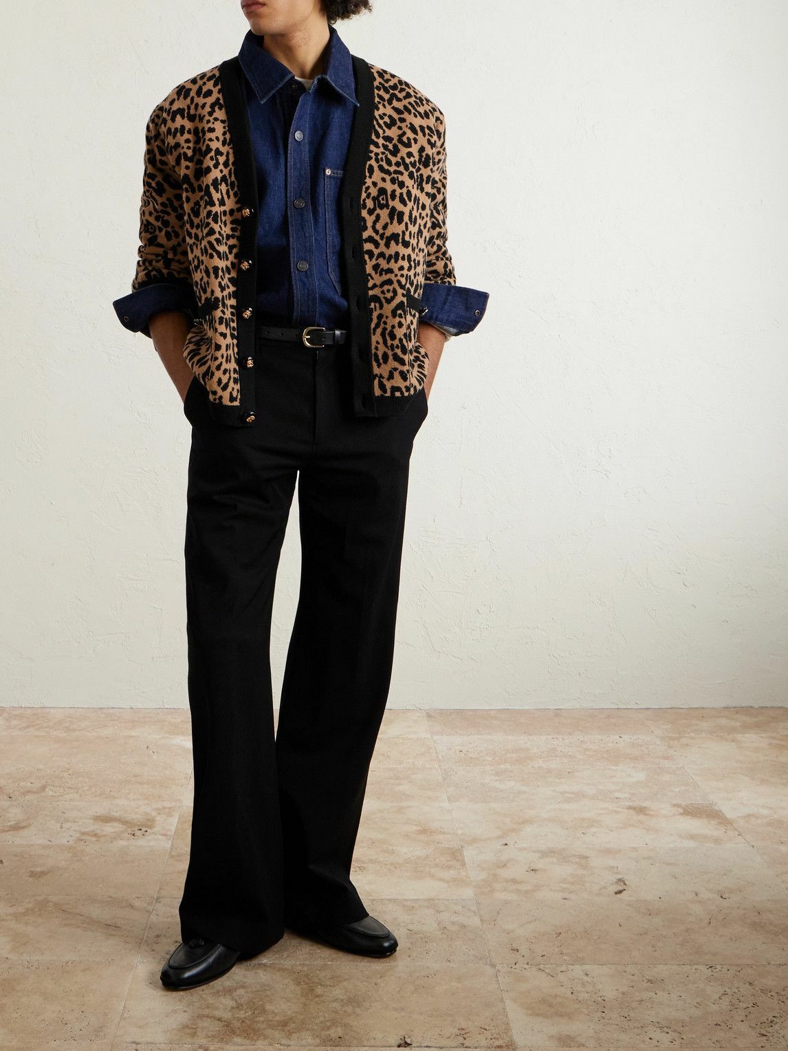 Valentino Garavani - Leopard-Jacquard Knit Wool Cardigan - Brown