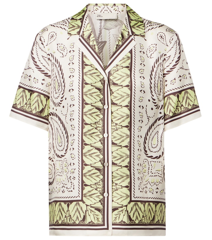 Photo: Tory Burch Printed silk bowling shirt