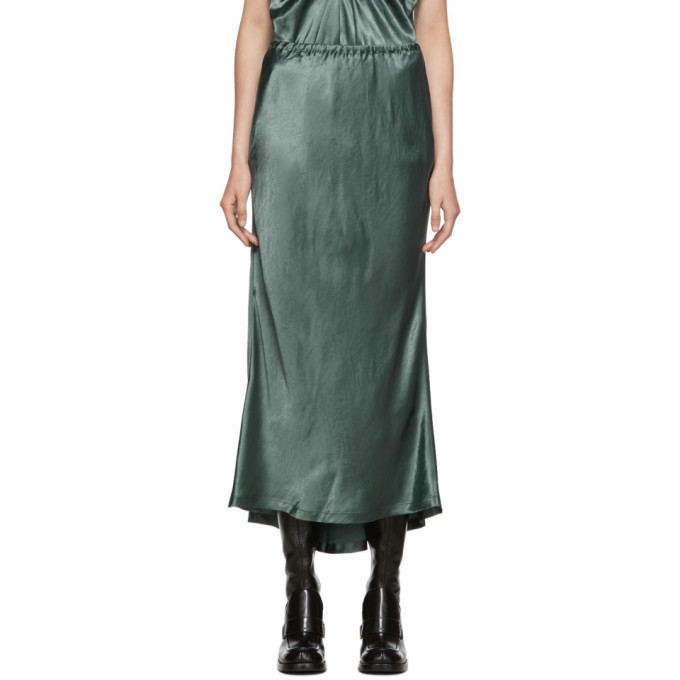 Sies Marjan Green Fluid Satin Bias Xael Midi Skirt Sies Marjan