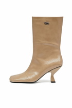 Diesel D-Amber-Square-toe ankle boots with naplak effect - Boots Womens in Beige