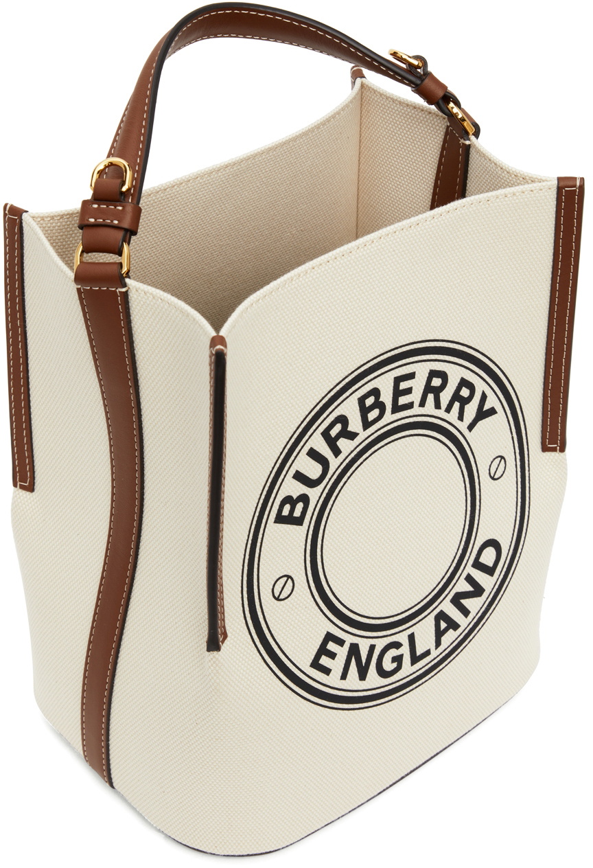 Burberry - Women's Small Tote Bag - White - Cotton