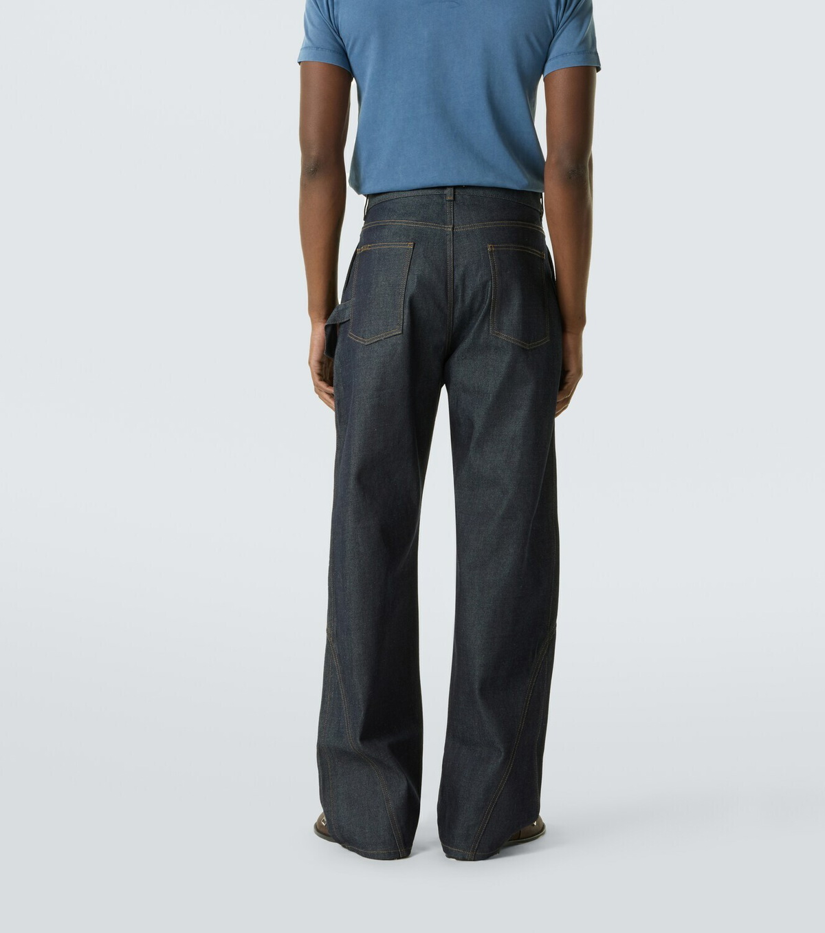 JW Anderson Twisted embroidered cotton wide-leg jeans